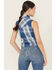 Image #5 - Idyllwind Women's Plaid Print Embroidered Front Sleeveless Snap Western Shirt, Blue, hi-res
