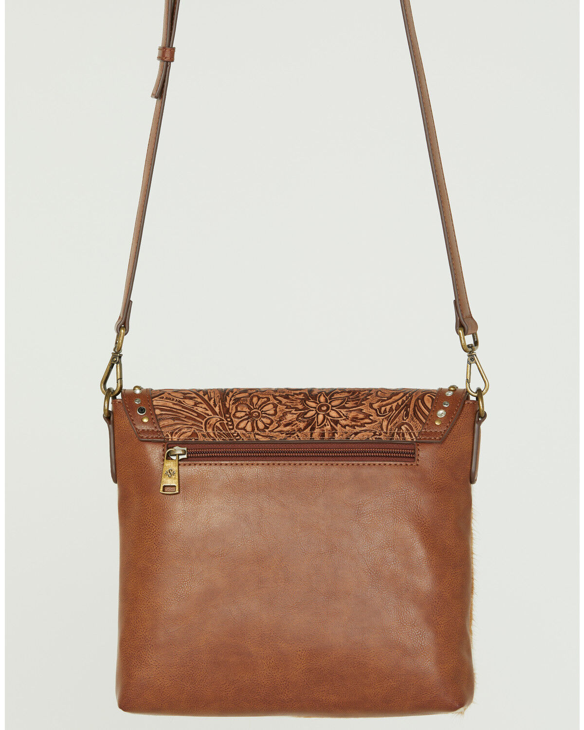 Image #3 - Shyanne Women's Studded Tooled Crossbody Bag, Brown, hi-res