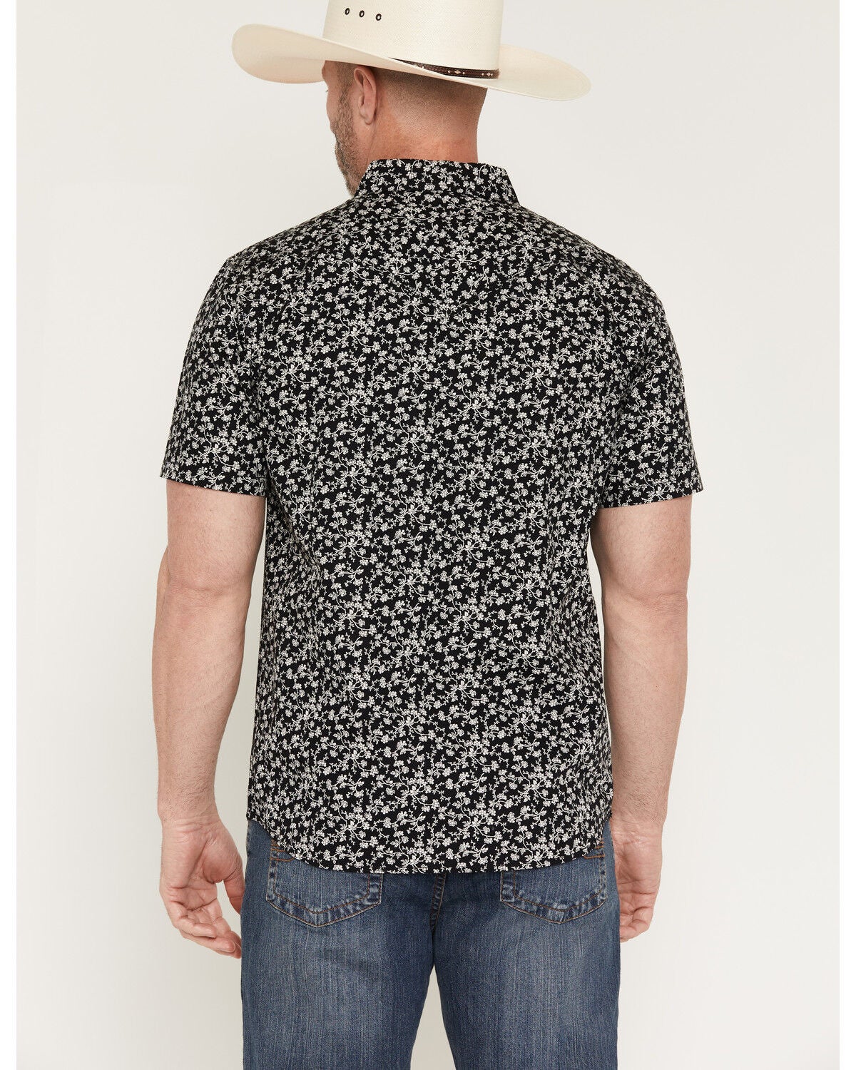 Image #4 - Moonshine Spirit&reg; Men's Midnight Bloom Floral Print Short Sleeve Snap Western Shirt, Black, hi-res