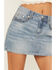 Image #4 - Miss Me Women's Light Wash Mid Rise Embroidered Denim Stretch Mini Skirt, Light Wash, hi-res