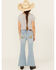 Image #1 - Shyanne Little Girls' Ophelia Floral Embroidered Light Wash Flare Stretch Denim Jeans, Medium Wash, hi-res