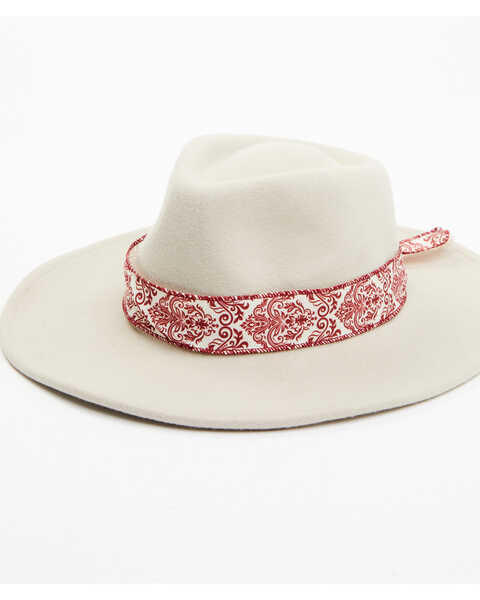 Nikki Beach Women's Mink Cheyenne Ribbon Fedora Hat, Cream, hi-res