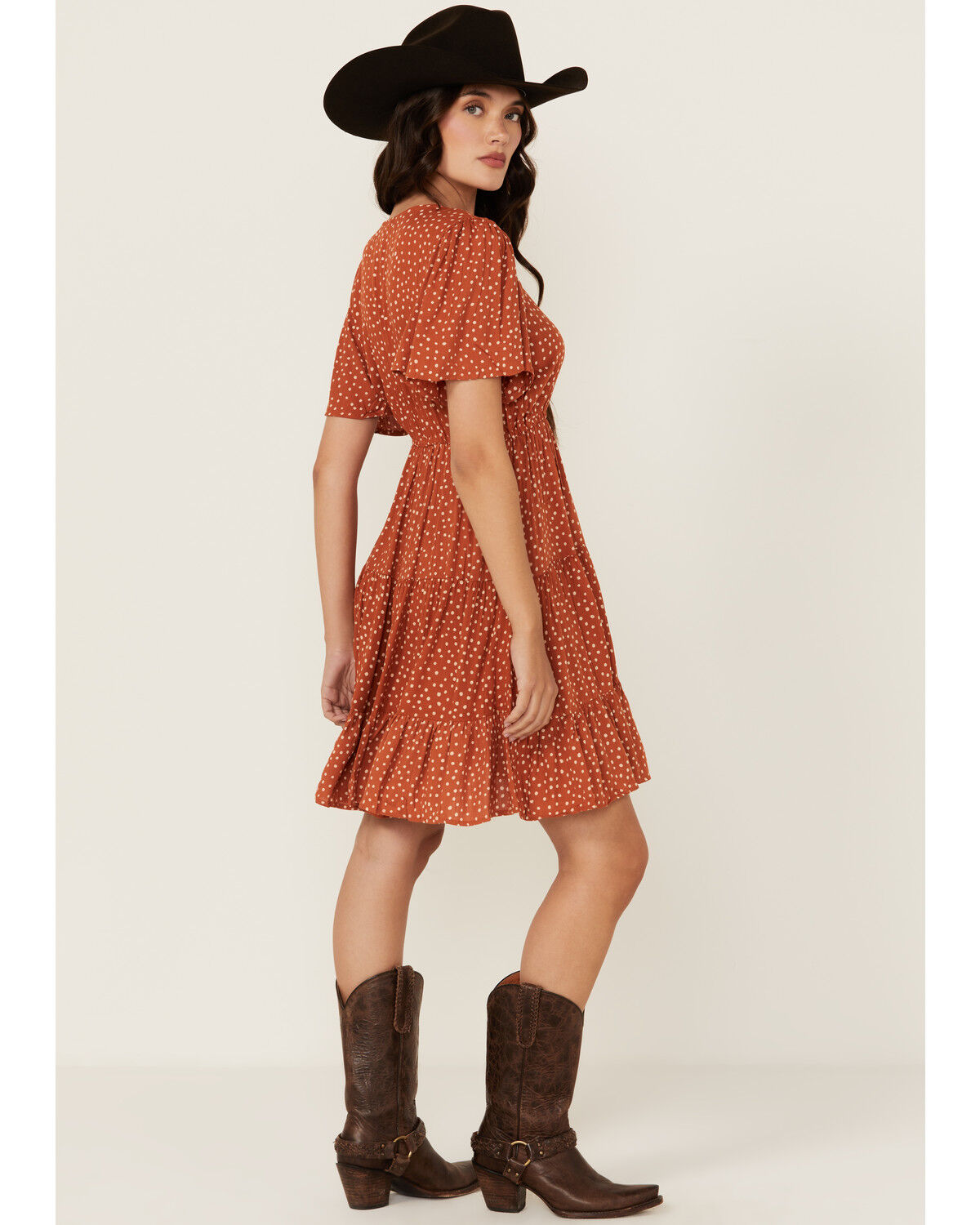 Image #4 - Angie Women's Polka Dot Short Sleeve Mini Dress, , hi-res