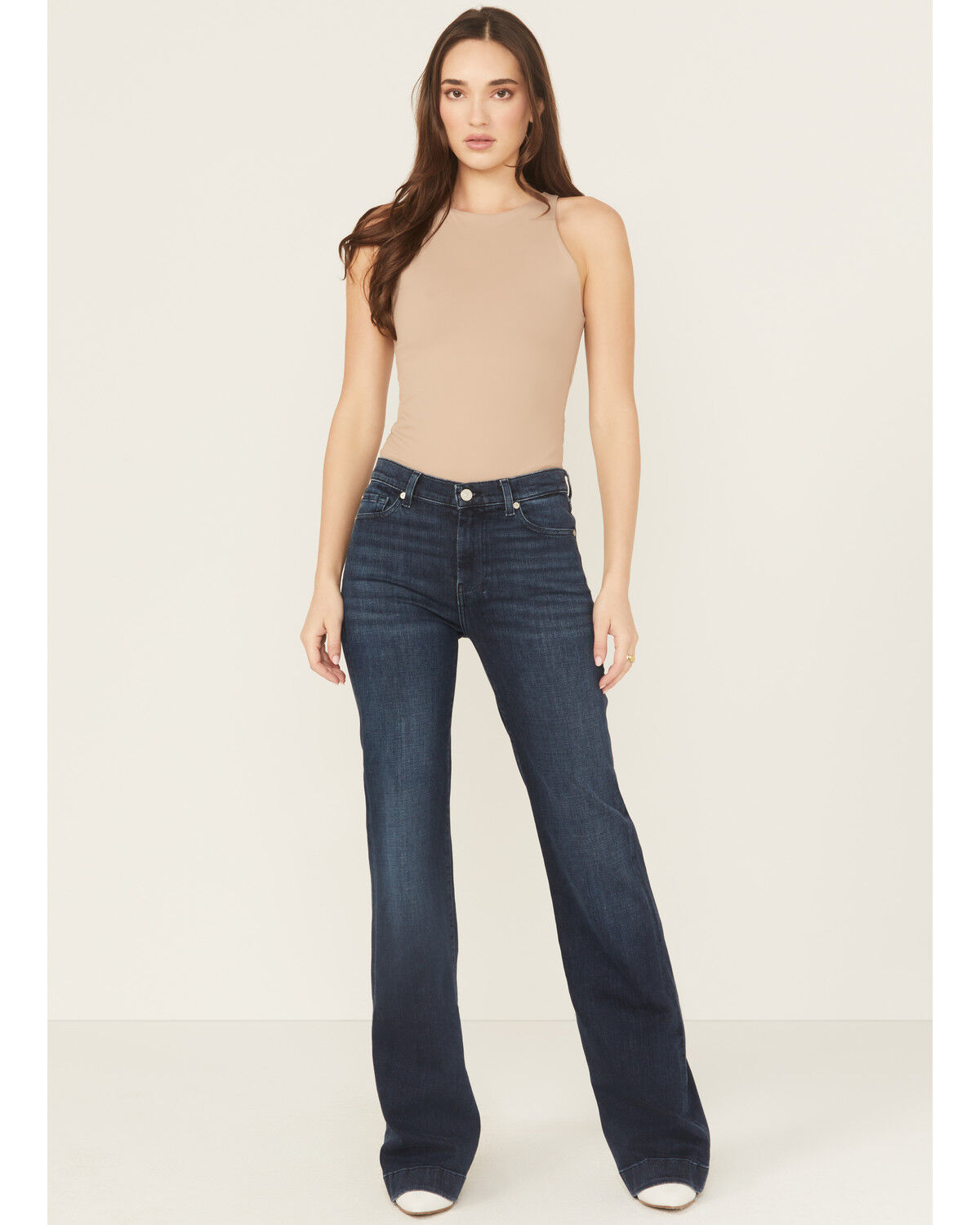 Image #3 - 7 For All Mankind Women's Dark Wash Baltimora High Rise Studded Trouser Stretch Denim Jeans, Dark Wash, hi-res