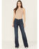 Image #3 - 7 For All Mankind Women's Dark Wash Baltimora High Rise Studded Trouser Stretch Denim Jeans, Dark Wash, hi-res
