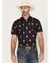 Image #1 - Panhandle Men's Geo Print Short Sleeve Snap Western Shirt, Black, hi-res