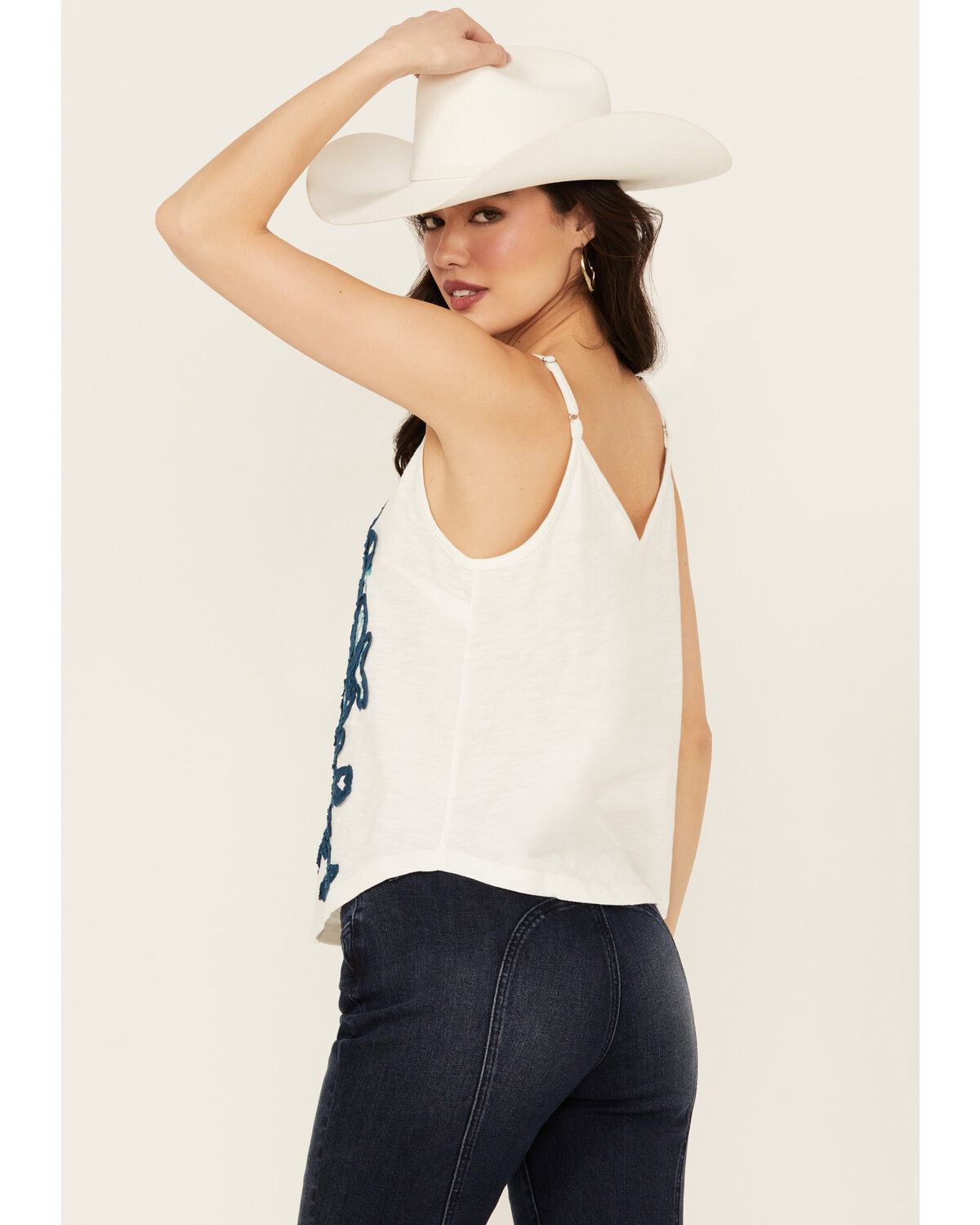 Image #4 - Shyanne Women's Floral Embroidered Tank, White, hi-res