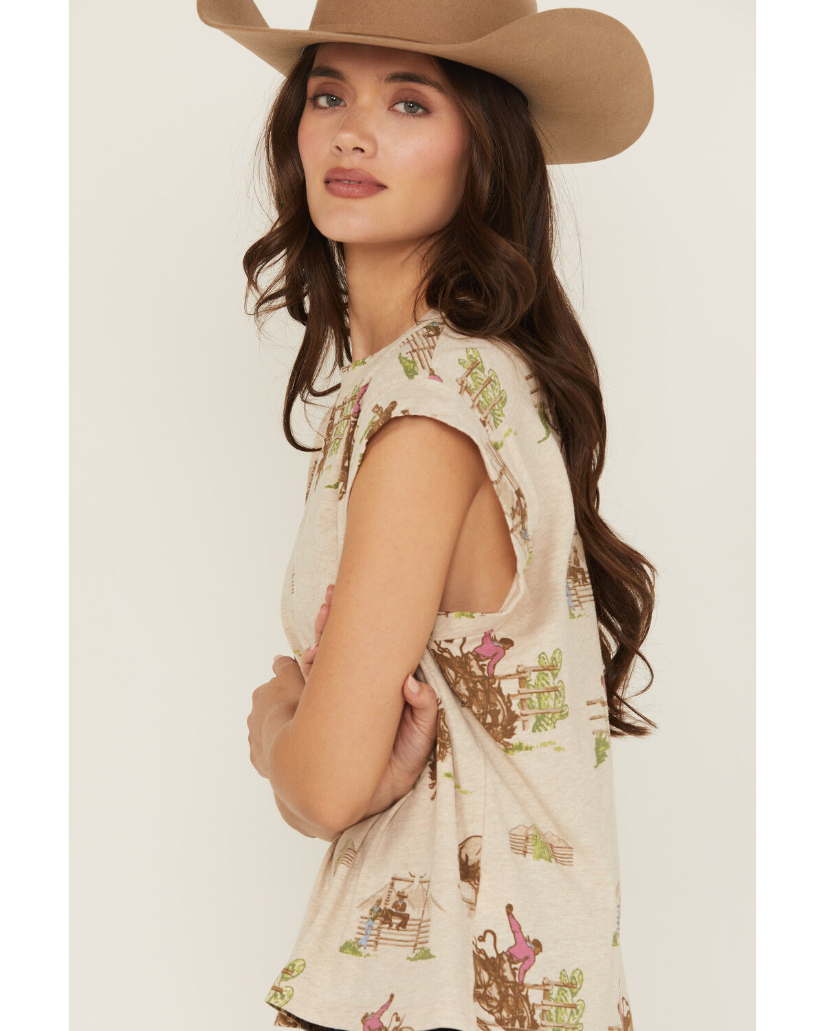 Image #2 - Ariat Women's Conversational Print Short Sleeve Graphic Tee, Tan, hi-res