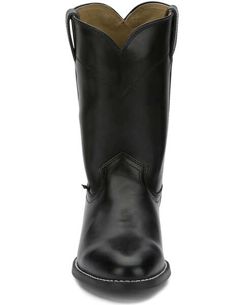 Image #4 - Justin Men's Basics Roper Western Boots - Round Toe, Black, hi-res