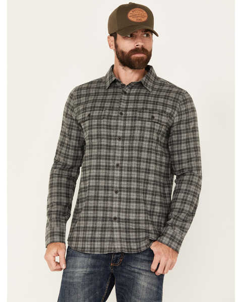 Brothers and Sons Men's Burleson Everyday Plaid Print Long Sleeve Button Down Flannel, Black, hi-res