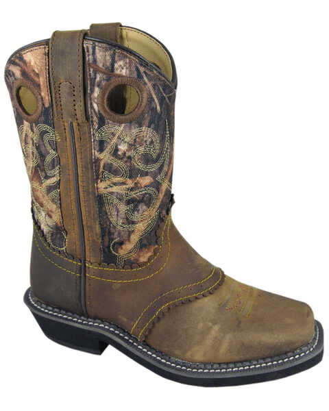 Smoky Mountain Boys' Pawnee Camo Western Boots - Broad Square Toe, Brown, hi-res