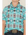Image #3 - Hooey Boys' Southwestern Print Short Sleeve Button-Down Stretch Polo Shirt, Turquoise, hi-res