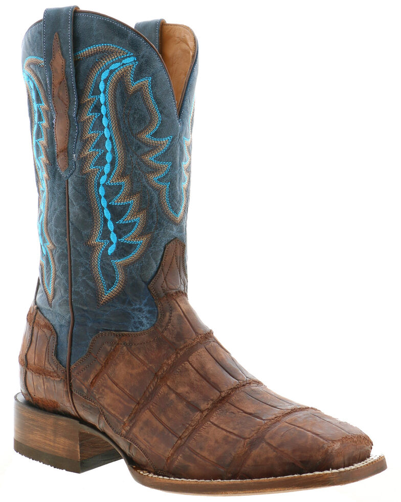El Dorado Men's Caiman Leather Western Boots - Wide Square Toe, Chocolate, hi-res