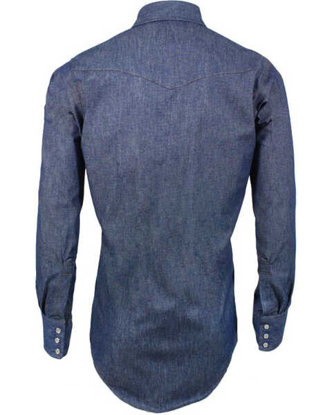 Image #6 - Wrangler Men's FR Long Sleeve Snap Western Work Shirt - Tall, Blue, hi-res