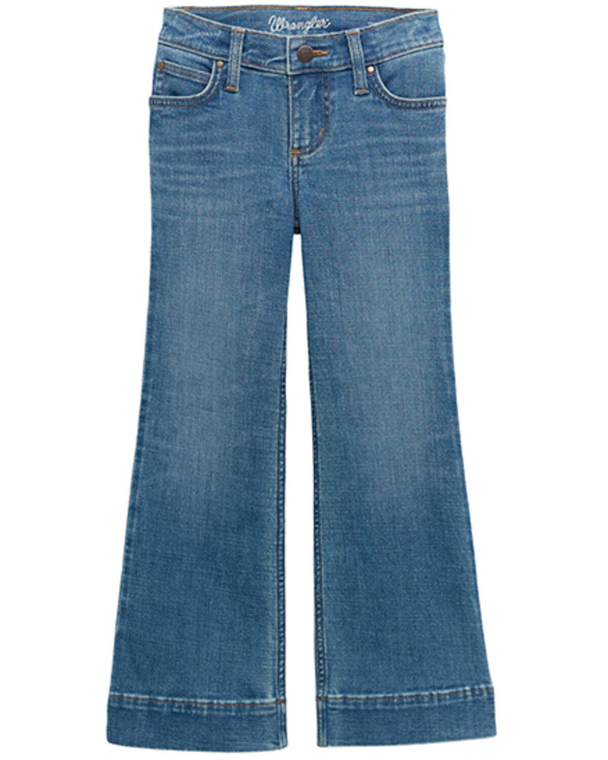 Image #2 - Wrangler Girls' Medium Wash Nala Trouser Stretch Denim Jeans, Medium Wash, hi-res