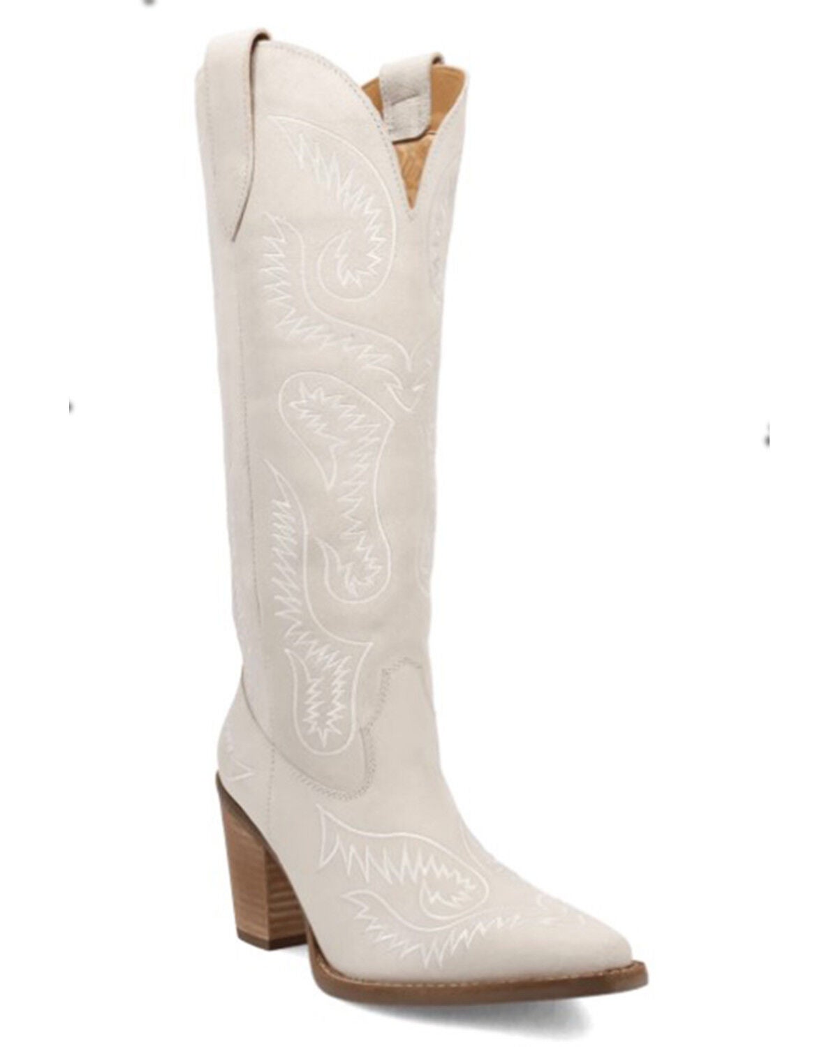 Dingo Women's Evita Suede Tall Western Boots - Snip Toe, White, hi-res