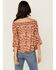Image #4 - Shyanne Women's Floral Print Off The Shoulder Long Sleeve Blouse, Taupe, hi-res