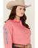 Image #2 - Ariat Women's Team Kirby Wrinkle Resistant Long Sleeve Button-Down Stretch Western Shirt - Plus, Bright Pink, hi-res