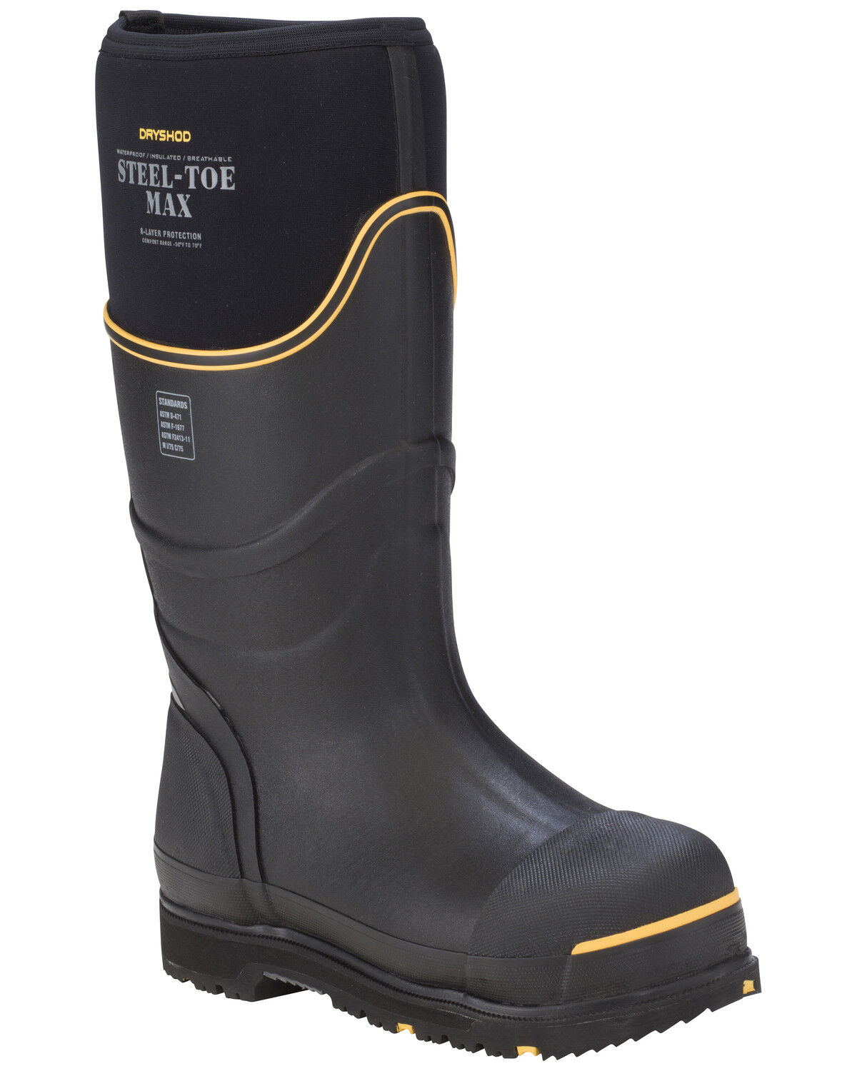 Image #1 - Dryshod Men's Steel Toe Max Cold Conditions Protective Boots - Steel Toe, Black, hi-res