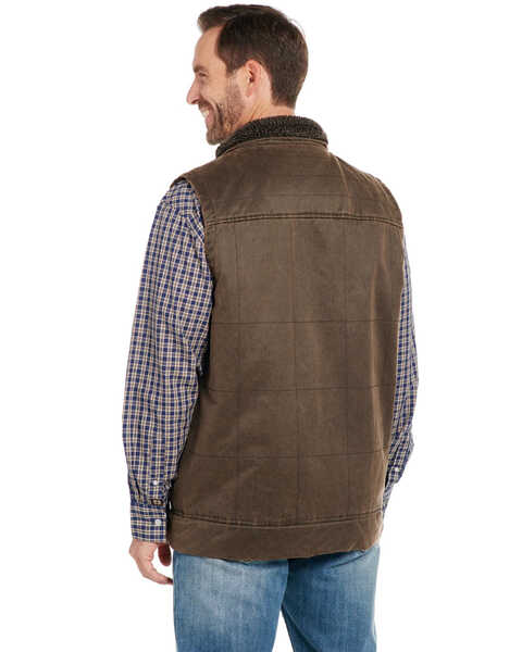 Cripple Creek Men's Chocolate Enzyme Washed Quilted Sherpa Vest , Brown, hi-res