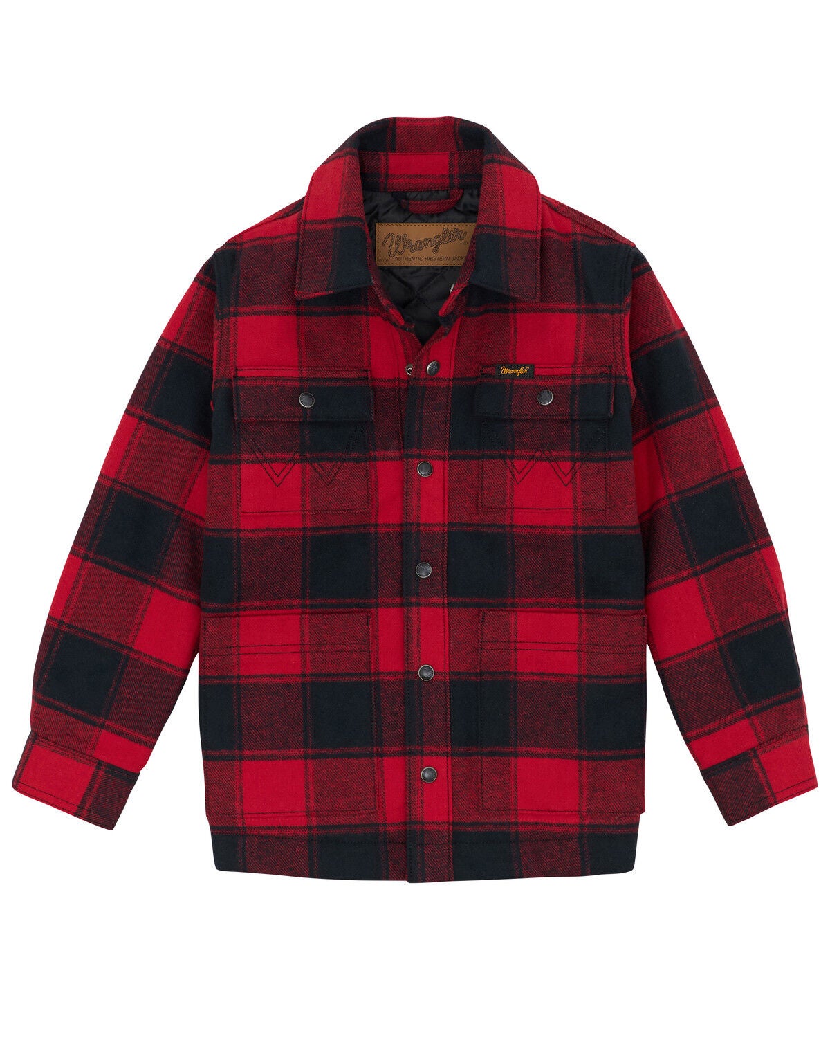 Image #1 - Wrangler Boys' Buffalo Plaid Print Long Sleeve Snap Shirt Jacket, , hi-res