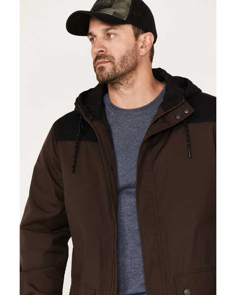 Image #2 - Brothers and Sons Men's Waxed Canvas Cruiser Hooded Jacket, Dark Brown, hi-res