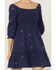Image #3 - Jolt Women's Rouched Front Embroidered Mini Dress, Navy, hi-res