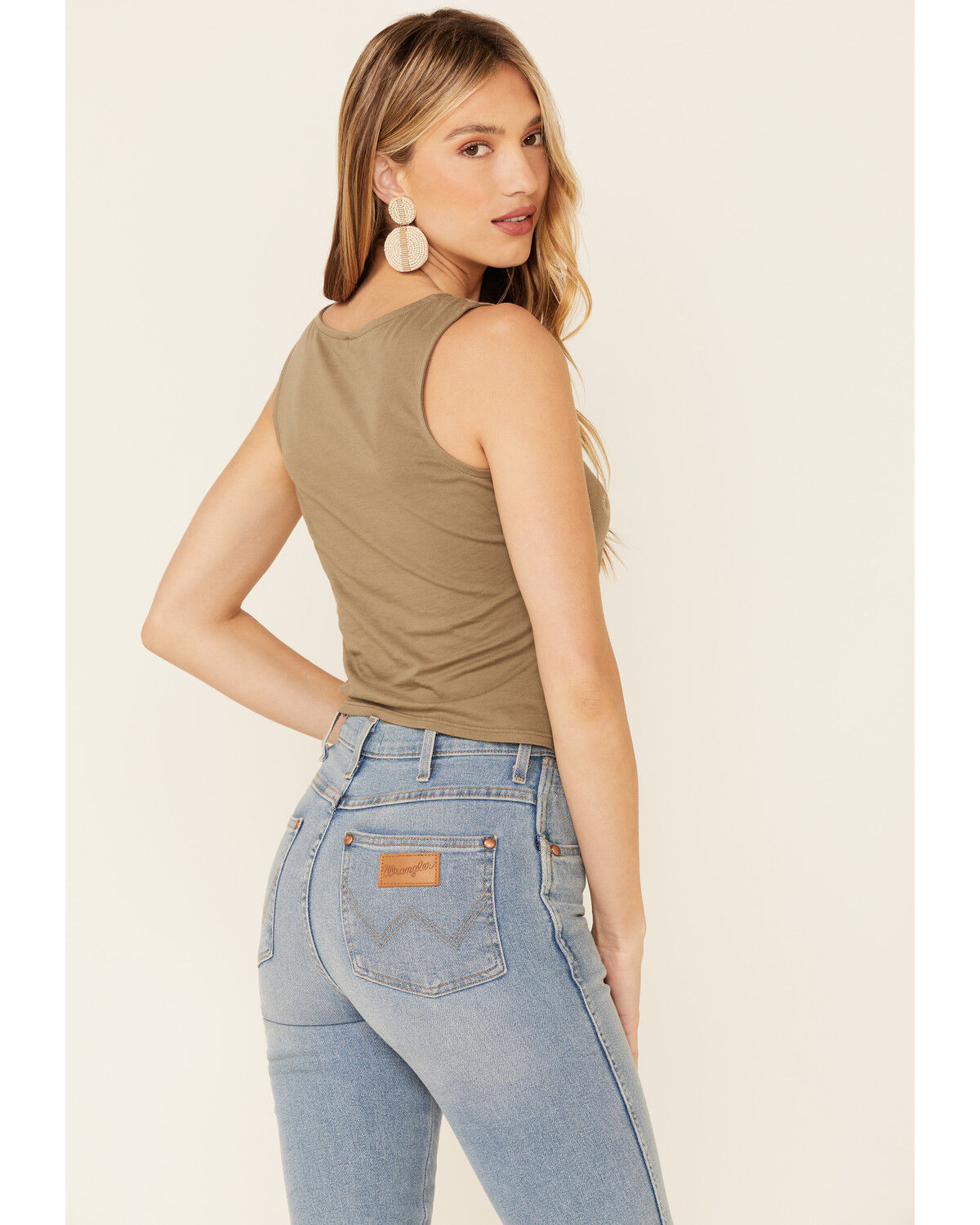 Image #4 - Shyanne Women's Sun & Moon Graphic Tie-Front Tank Top, Olive, hi-res