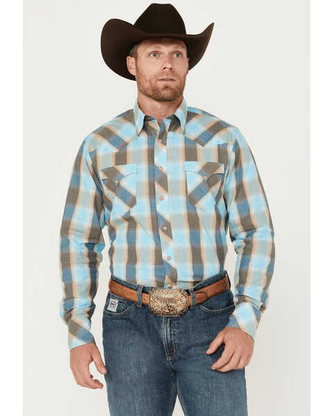 Roper Men's West Made Plaid Print Long Sleeve Snap Western Shirt, Multi, hi-res