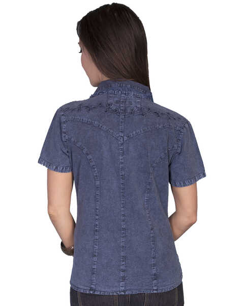 Image #2 - Scully Button Front Short Sleeve Top, Dark Blue, hi-res