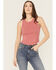 Image #1 - Cleo + Wolf Women's Crochet Stitched Rib Knit Tank Top, Dark Pink, hi-res
