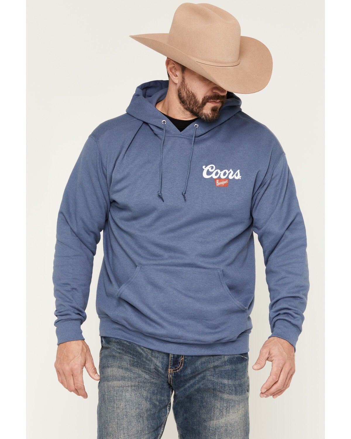 Image #2 - Coors Men's Boot Barn Exclusive Skull Mountain Graphic Hooded Sweatshirt, Blue, hi-res