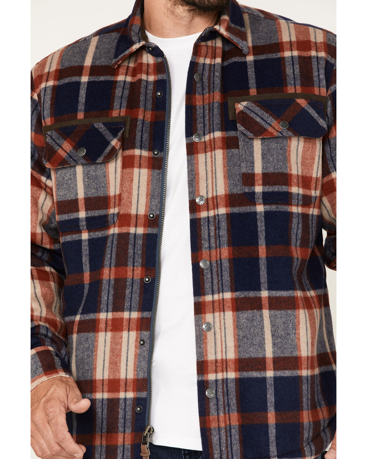 Image #3 - Dakota Grizzly Sherpa Lined Wool Shacket, Blue/red, hi-res