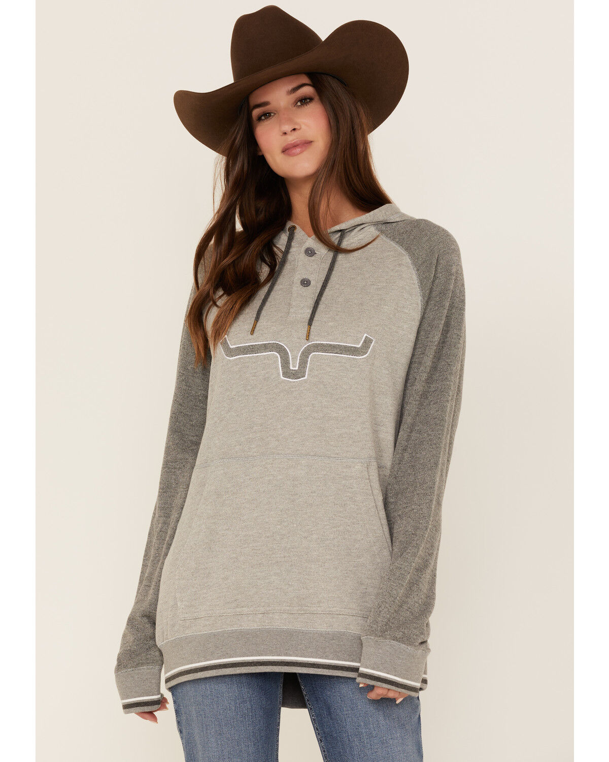 Image #1 - Kimes Ranch Women's Summer Love Sweatshirt Hooded Pullover, Grey, hi-res