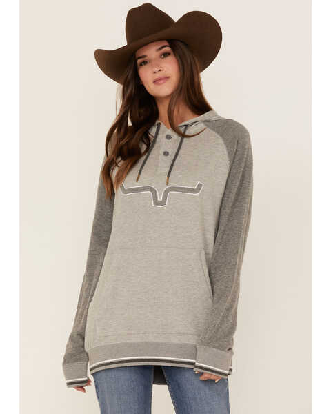 Image #1 - Kimes Ranch Women's Summer Love Sweatshirt Hooded Pullover, Grey, hi-res