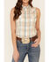 Wrangler Women's Peach Plaid Snap Sleeveless Western Core Shirt , Peach, hi-res