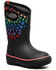 Image #1 - Bogs Girls' Classic II Rainbow Stars Waterproof Boots - Round Toe, Black, hi-res