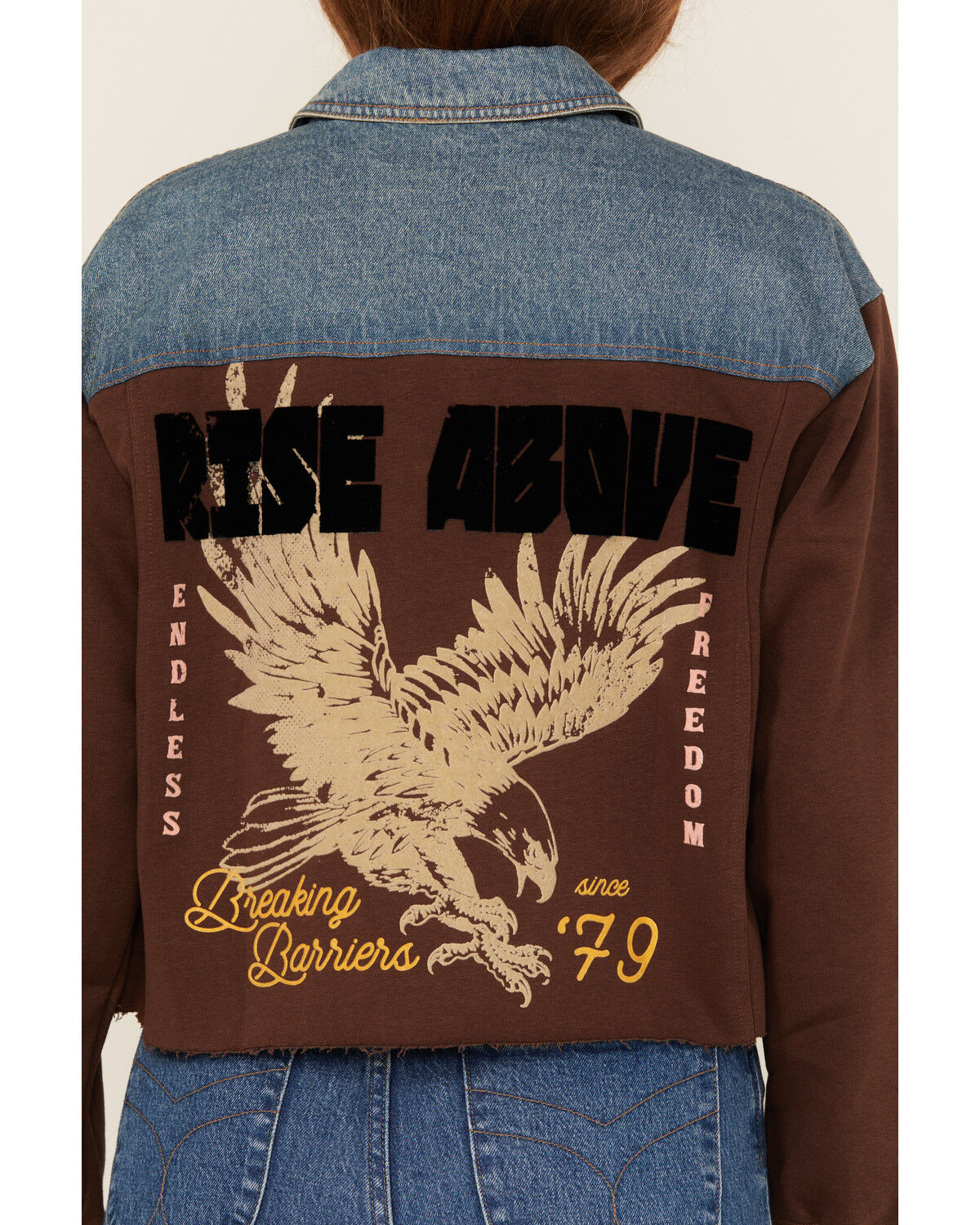 Image #4 - Cleo + Wolf Women's Mixed Material Graphic Jacket, Brown, hi-res