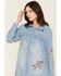 Image #2 - Blue B Women's Medium Wash Western Print Denim Shirt Mini Dress, Medium Wash, hi-res