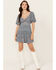Image #1 - Angie Women's Ditsy Floral Print Tie Front Mini Dress, Blue, hi-res