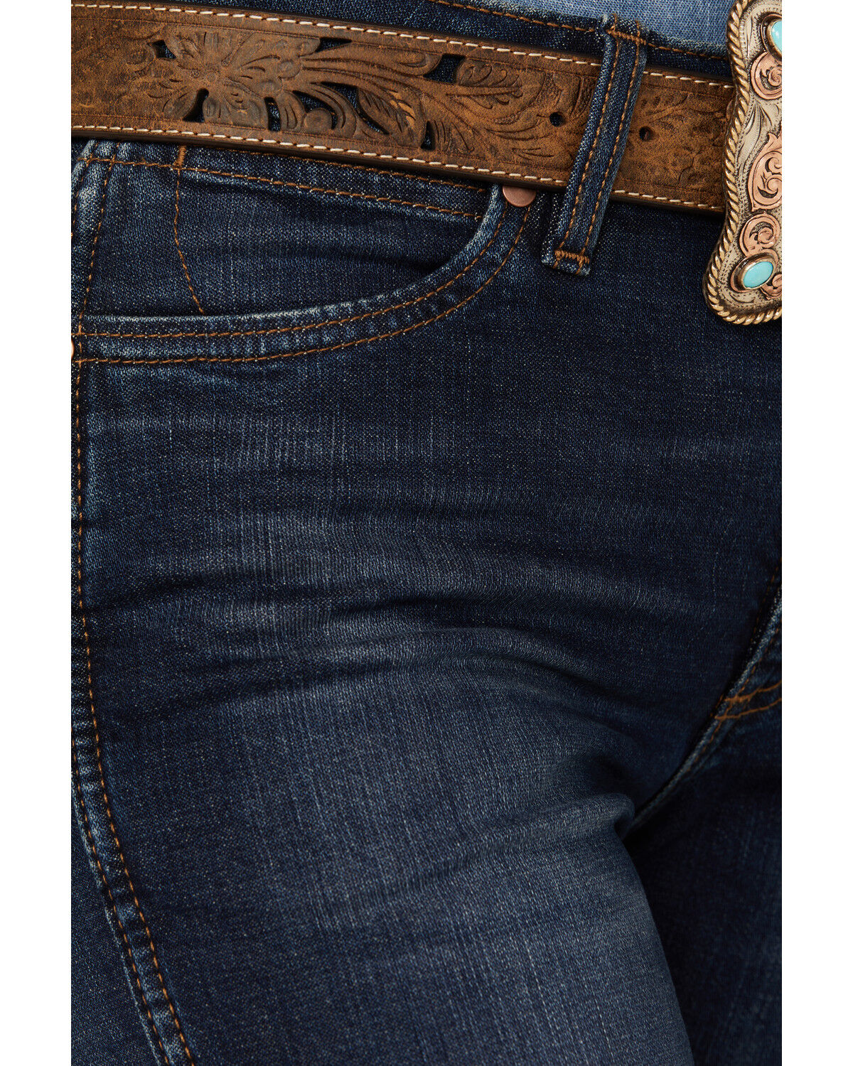 Image #2 - Wrangler Retro Women's Gabriella Dark Wash High Rise Trouser Stretch Denim Jeans, Dark Wash, hi-res