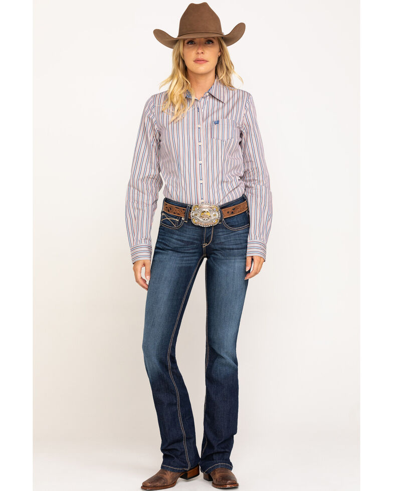 Cinch Women's Stripe Core Long Sleeve Western Shirt, Multi, hi-res