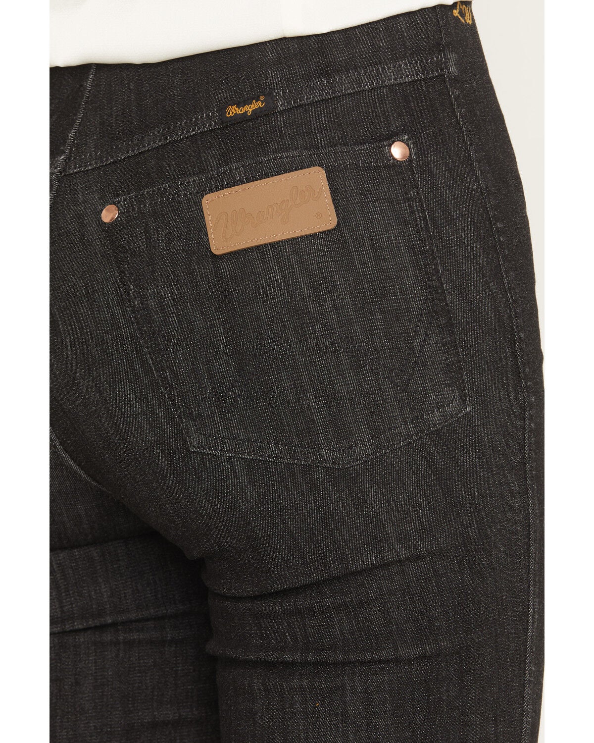 Image #4 - Wrangler X Lainey Wilson Women's Slim Fit High Rise Pull-On Stretch Bell Bottom Jeans, Black, hi-res
