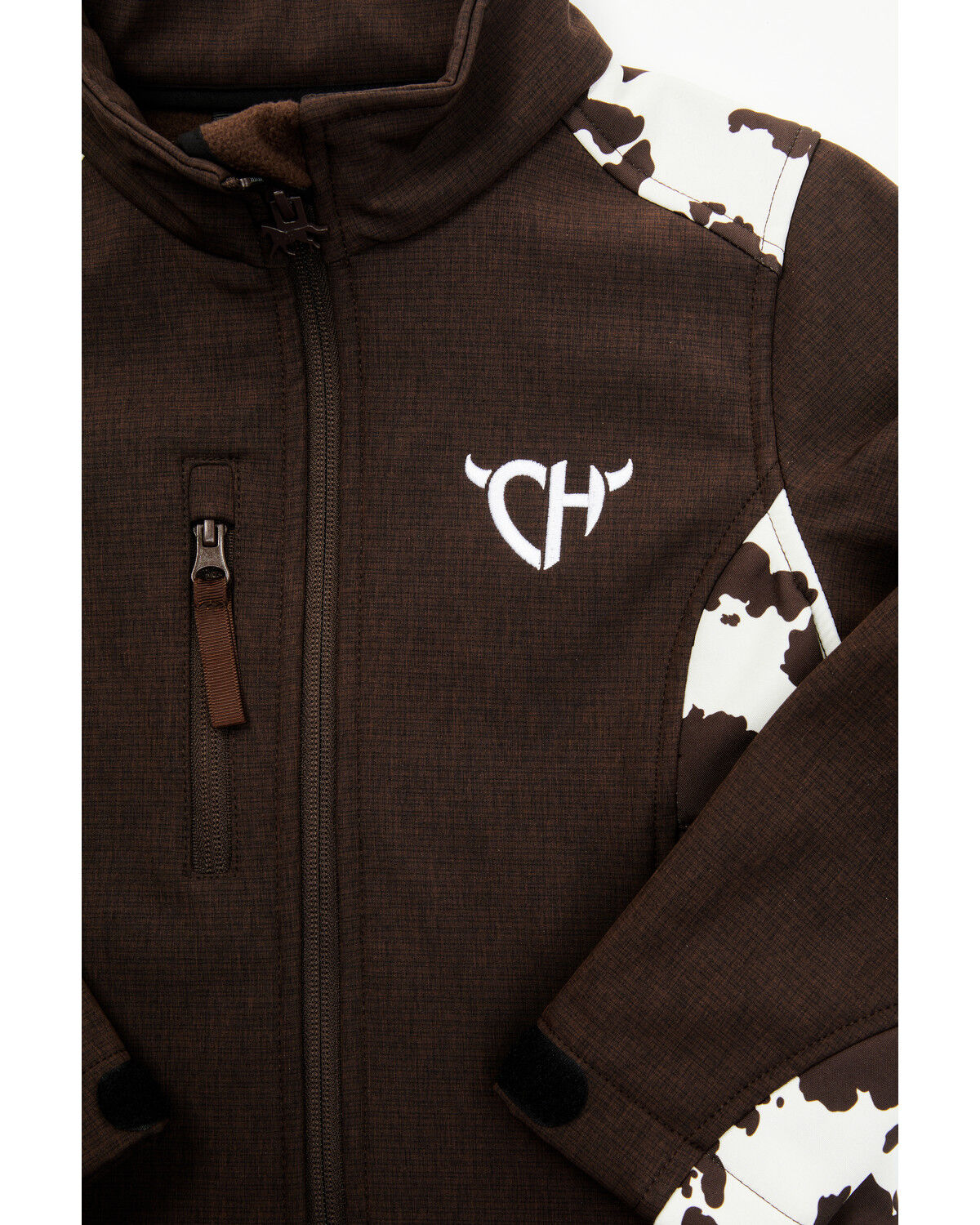 Image #2 - Cowgirl Hardware Toddler Girls' Cow Print Jacket, Chocolate, hi-res