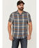 Image #1 - Pendleton Men's Linen Plaid Short Sleeve Button Down Western Shirt , Blue, hi-res