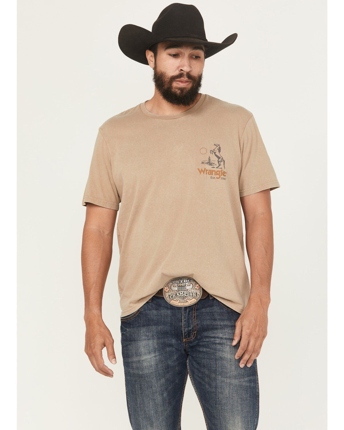 Image #2 - Wrangler Men's Long Live Cowboys Short Sleeve Graphic T-Shirt, Sand, hi-res
