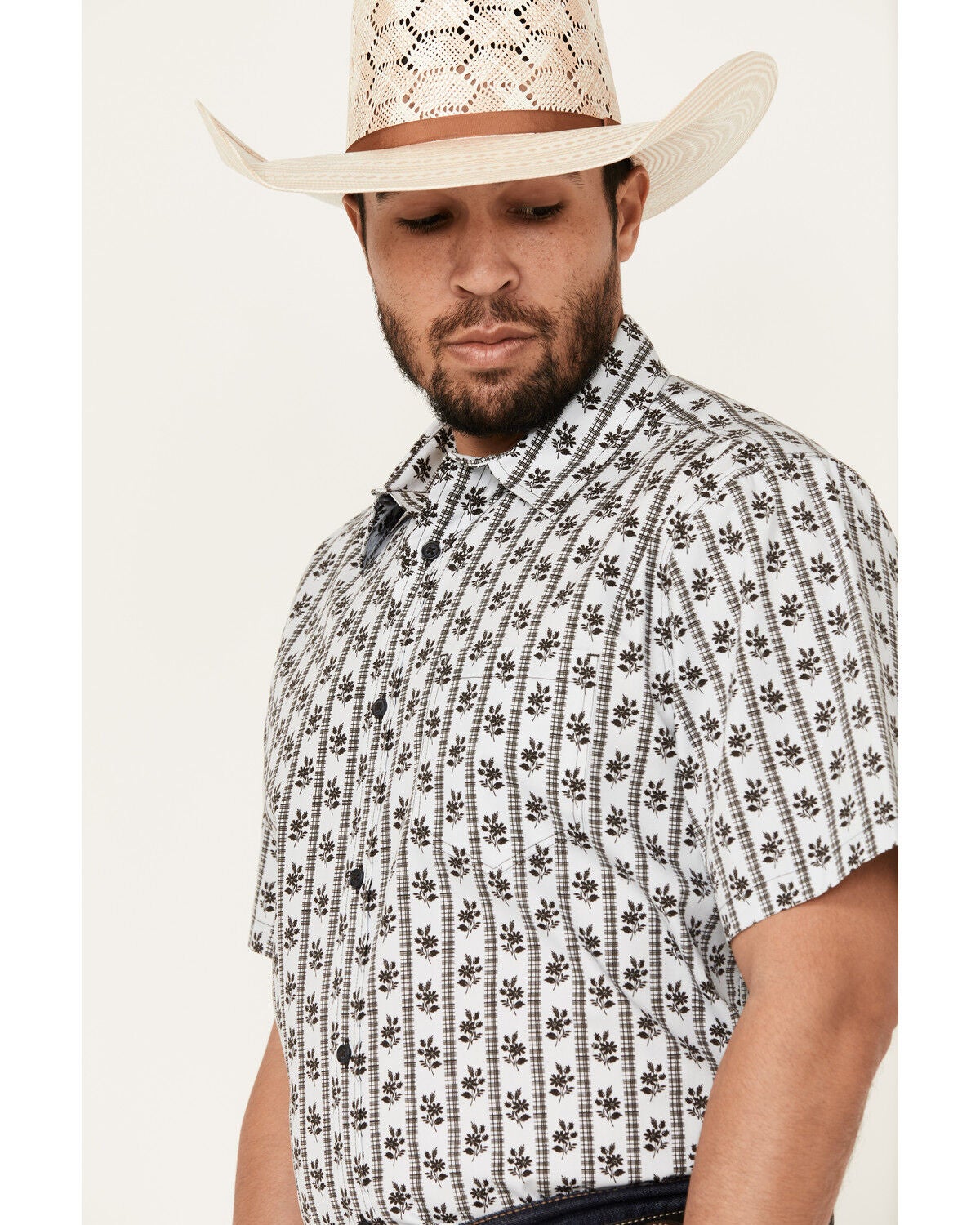 Image #2 - Gibson Trading Co Talking Stick Vertical Striped Print Short Sleeve Button-Down Western Shirt, Light Blue, hi-res