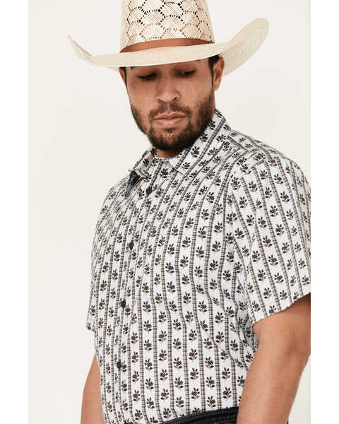 Image #2 - Gibson Trading Co Talking Stick Vertical Striped Print Short Sleeve Button-Down Western Shirt , Light Blue, hi-res