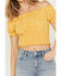 Image #3 - Cleo + Wolf Women's Knit Eyelet Smocked Crop Top, Light Yellow, hi-res