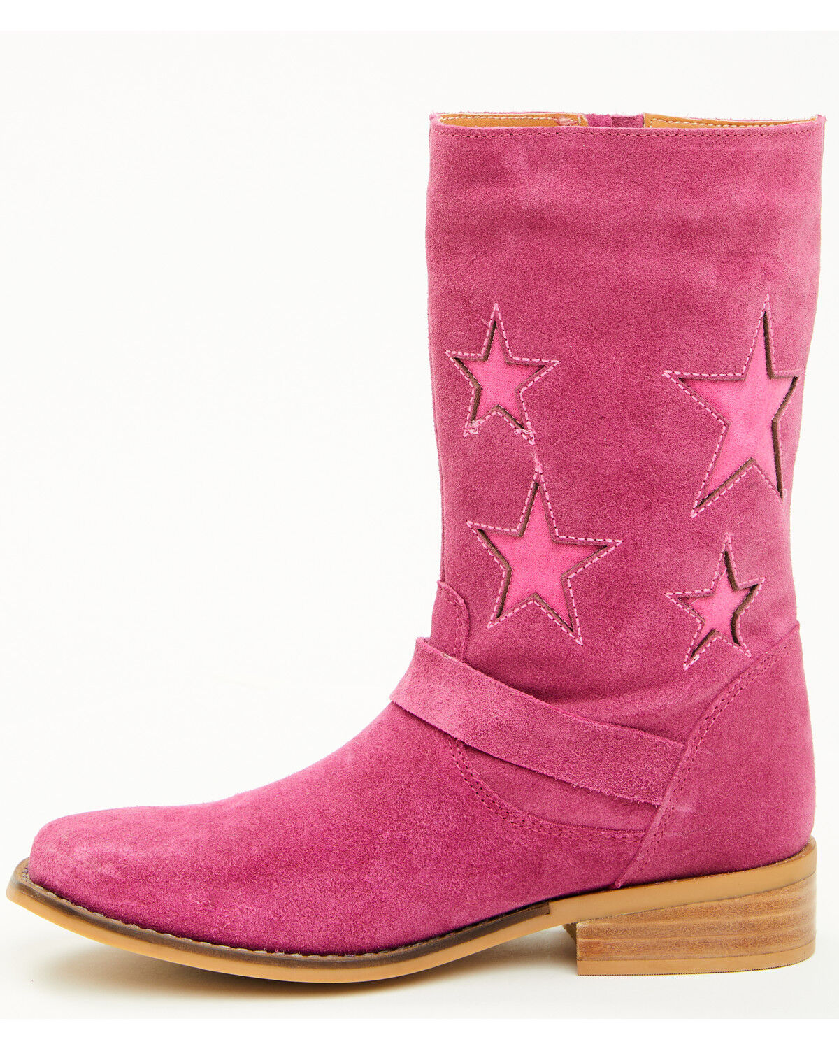 Image #3 - Dingo Girls' Blacklist Star Inlay Harness Boots - Square Toe, Pink, hi-res